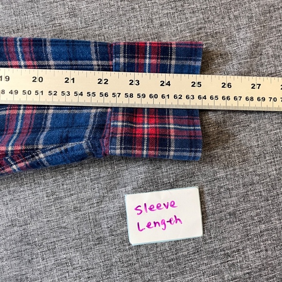 Naked & Famous Button Down Plaid Long Sleeve Shirt - Men's Size M - Blue Red - Picture 7 of 9